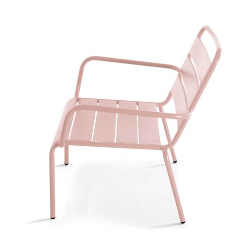Lot De 2 Fauteuils Relax Avec Repose-pieds En Métal Rose Poudré Palavas