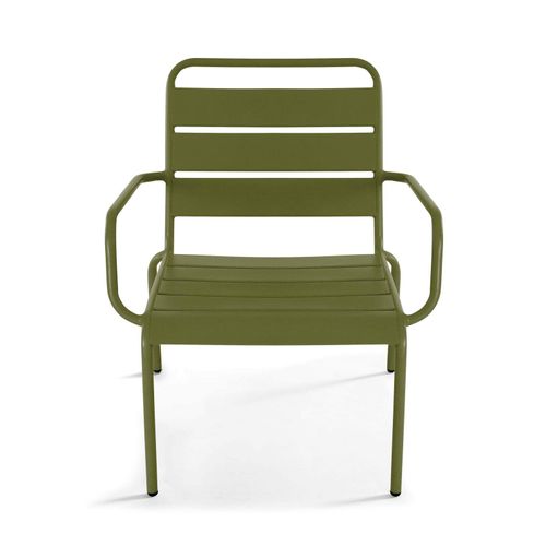 Lot De 2 Fauteuils Relax Avec Repose-pieds En Métal Vert Kaki Palavas