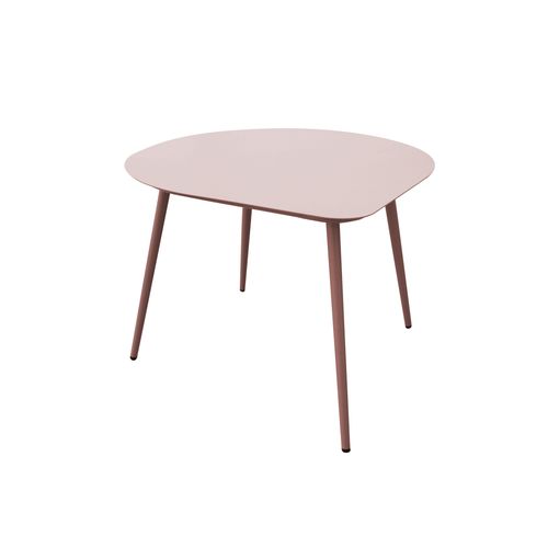Lot De 2 Tables Basses De Jardin En Métal Rose Poudré Et Pourpre