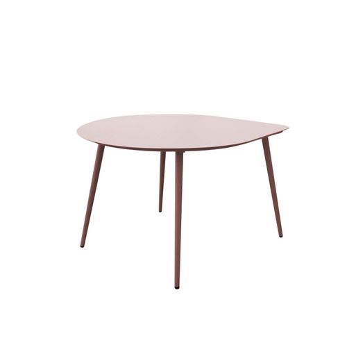 Lot De 2 Tables Basses De Jardin En Métal Rose Poudré Et Pourpre