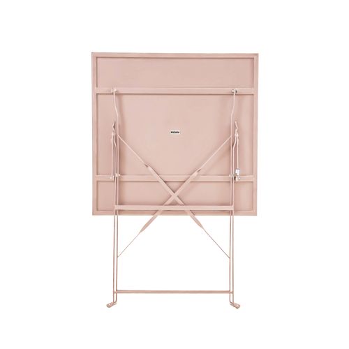 Table De Jardin Pliante Bistrot En Acier 60 Cm Rose Poudré Rome