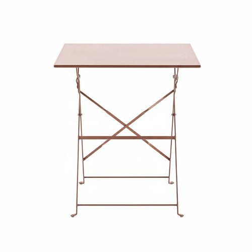Table De Jardin Pliante Bistrot En Acier 60 Cm Rose Poudré Rome