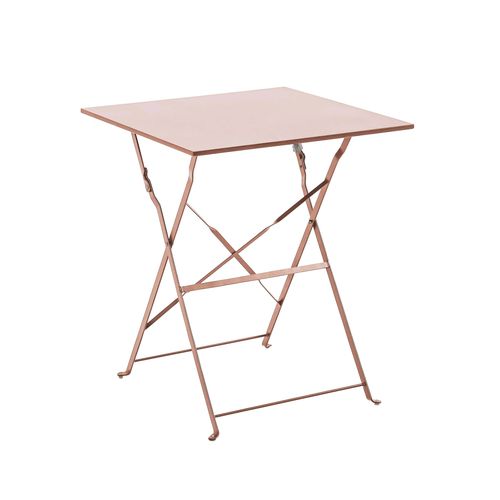 Table De Jardin Pliante Bistrot En Acier 60 Cm Rose Poudré Rome