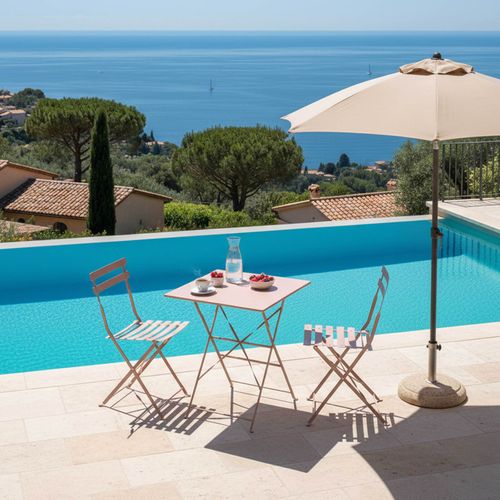 Table De Jardin Pliante Bistrot En Acier 60 Cm Rose Poudré Rome