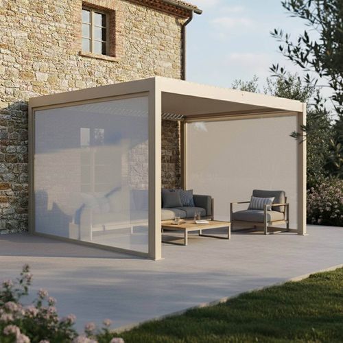 Store Pour Pergola Bioclimatique Kavala Et Thebes 2,60 X 2,32 M Crème