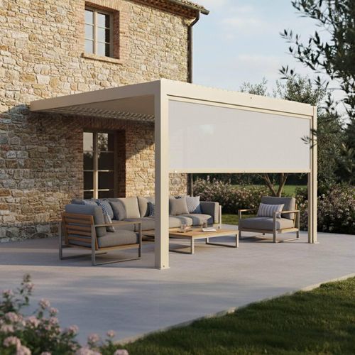 Store Pour Pergola Bioclimatique Kavala Et Thebes 3,67 X 2,32 M Crème