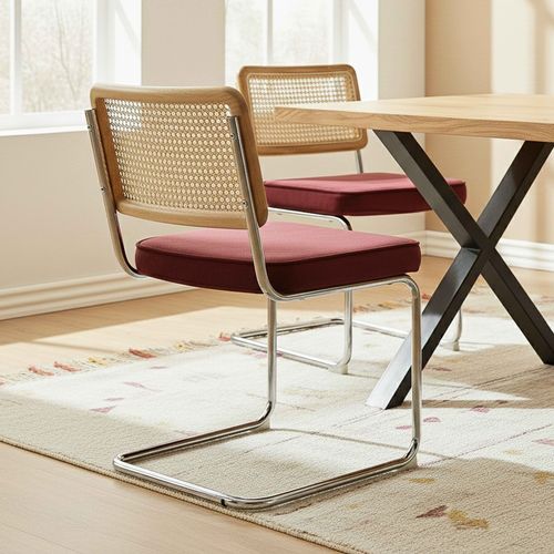 Lot De 2 Chaises En Acier Et Velours Bordeaux Betty