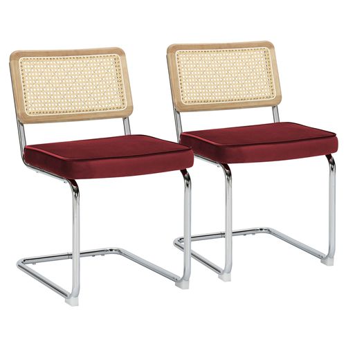 Lot De 2 Chaises En Acier Et Velours Bordeaux Betty