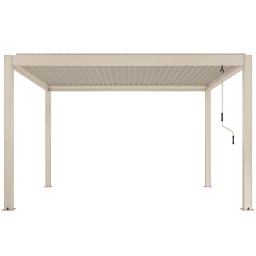 Pergola Bioclimatique Autoportée 3x4m En Aluminium Bois Crème Athenes