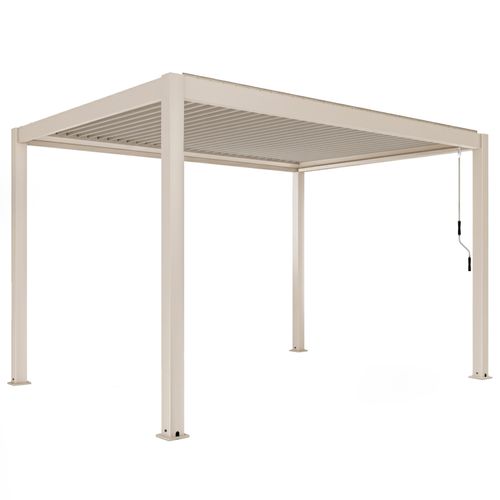 Pergola Bioclimatique Autoportée 3x4m En Aluminium Bois Crème Athenes