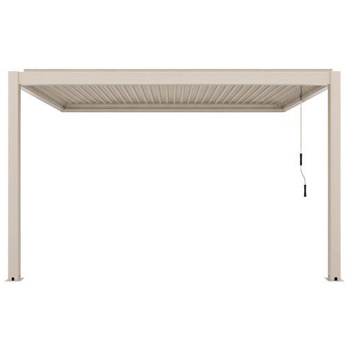 Pergola Bioclimatique Adossée 3x4m Et 1 Store Bois Crème Oia