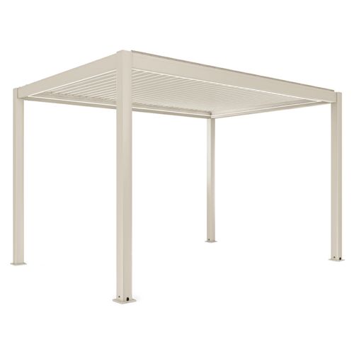 Pergola Bioclimatique Autoportée Motorisée Et Éclairée 3x4 M Crème
