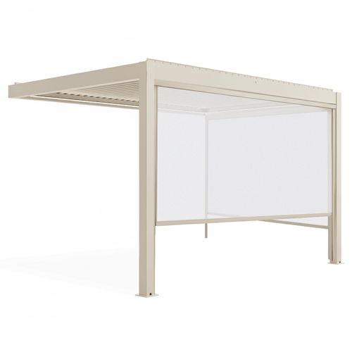 Pergola Bioclimatique Adossée Motorisée 3x4 M Et 2 Stores Crème Thebes
