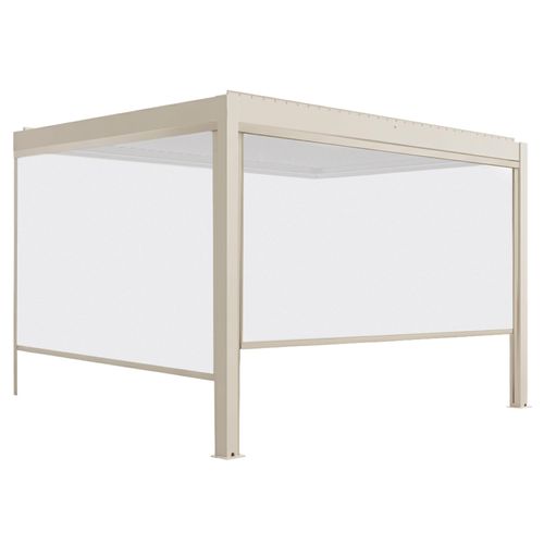 Pergola Bioclimatique Adossée Motorisée 3x4 M Et 2 Stores Crème Thebes