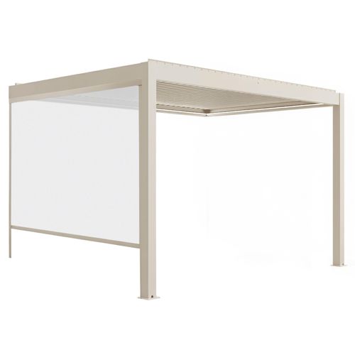 Pergola Bioclimatique Adossée Motorisée 3x4 M Et 1 Store Crème Thebes