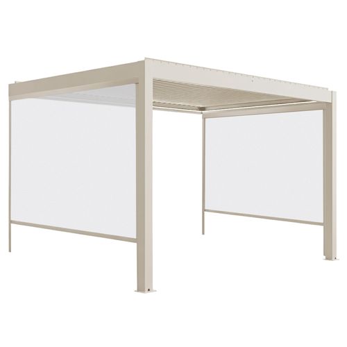 Pergola Bioclimatique Adossée Motorisée 3x4 M Et 2 Stores Crème Thebes