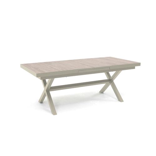 Table Extensible Aluminium Et Céramique Avec 10 Chaises Beige Tivoli