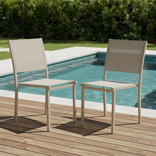 Lot De 2 Chaises De Jardin Aluminium Et Textilène Crème