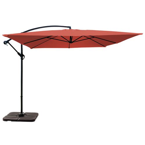 Parasol Déporté 3 X 3 M Et 4 Dalles à Lester Remplisable Terracotta
