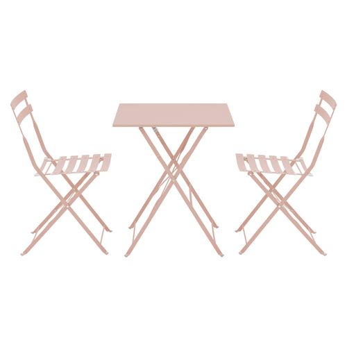 Table De Jardin Et 2 Chaises Rose Poudré