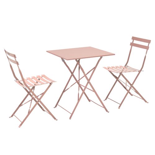 Table De Jardin Et 2 Chaises Rose Poudré