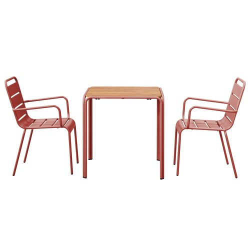 Table De Jardin Bistrot Métal Et Polywood 70 Cm Et 2 Fauteuils Argile