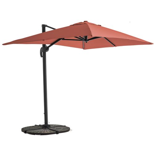 Parasol Déporté Inclinable Rotatif 2x3m Et 4 Dalles Lestées Terracotta