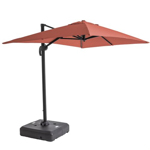 Parasol Déporté Inclinable 2x3 M Et Dalle Sur Roues Terracotta Amalya