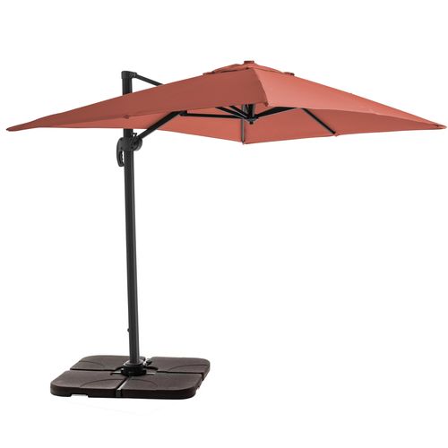Parasol Déporté 2x3 M Et 4 Dalles à Remplir Aluminium Terracotta Amalya