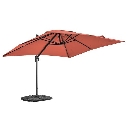 Parasol Déporté 3x3m Rotatif Et 4 Dalles Lestées Terracotta Malaga