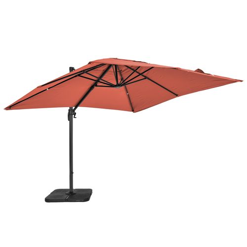 Parasol Déporté Rotatif 3x3m Et 4 Dalles à Remplir Alu Terracotta Malaga