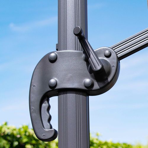 Parasol Déporté 3x4m Inclinable Rotatif + 4 Dalles Lestées Terracotta