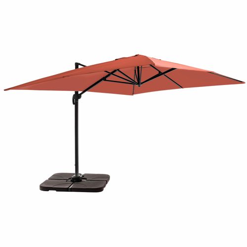 Parasol Déporté 4x3 M 360° Inclinable + 4 Dalles à Lester Terracotta
