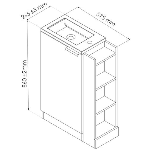 Lave-mains Woody - 57cm - Bois - Mélaminé - Livré En Kit