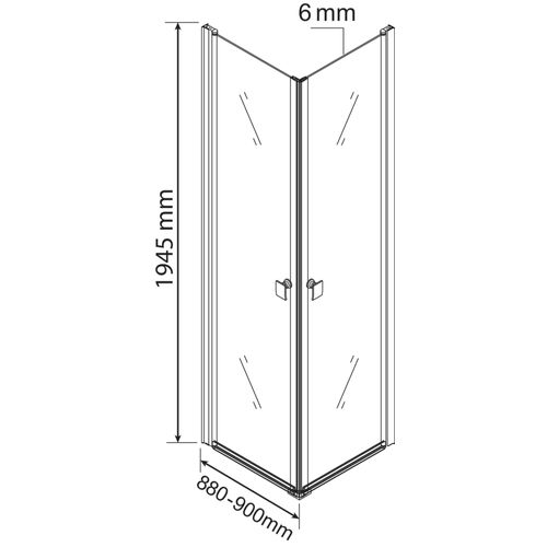 Porte De Douche Frisco - Finition Chromé - Accès Angle - Transparent 90x194,5cm