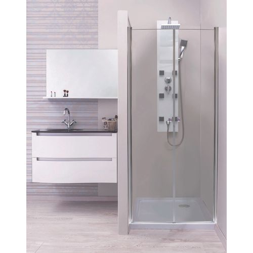 Portes De Douche Battantes Frisco - Finition Chromé - Transparent - 90x194,5cm