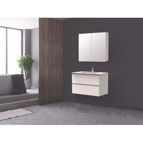 Meuble De Salle De Bain à Suspendre Max - L80cm - Blanc - Brillant - Livré Monté