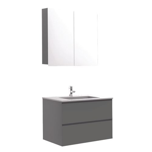 Meuble De Salle De Bain à Suspendre Max - L80cm - Anthracite - Brillant - Livré Monté