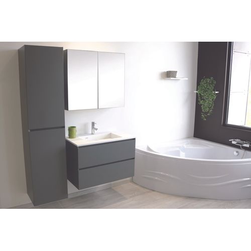 Meuble De Salle De Bain à Suspendre Max - L80cm - Anthracite - Brillant - Livré Monté