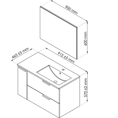 Meuble De Salle De Bain à Suspendre Robin - L90cm - Chêne Clair - Mélaminé