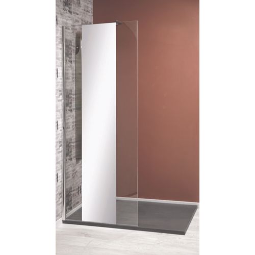 Paroi De Douche Italienne - Verre Trempé 8mm - Sérigraphie Miroir - 90x200cm