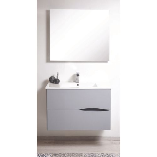 Meuble De Salle De Bain à Suspendre 2doo - L90cm - Gris -  - Livré Monté