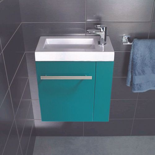 Meuble Lave-Main Seymour Lagon Avec Plan Vasque Blanc