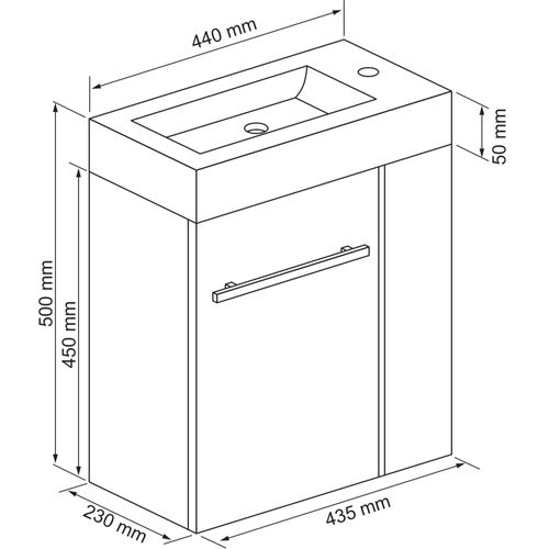 Meuble Lave-Main Seymour Lagon Avec Plan Vasque Blanc