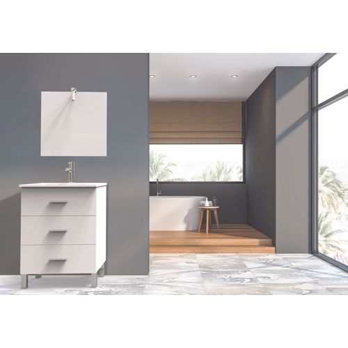 Meuble Salle De Bain à Poser Montecarlo - L60cm - Blanc -  - Livré Monté