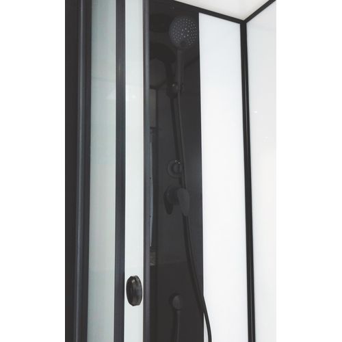 Cabine De Douche Gonea - 140 X 80 Cm - Accès De Face - Profilés Aluminium - Noir Mat