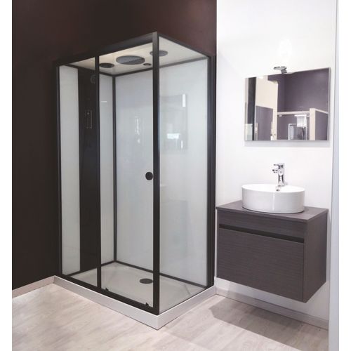 Cabine De Douche Hydromassante Nogea Slim - Sans Silicone - Noir Mat - 120x70cm