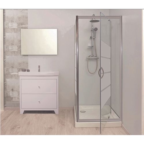 Porte De Douche Shiva - Pivotante - Finition Chromé - 70x190cm