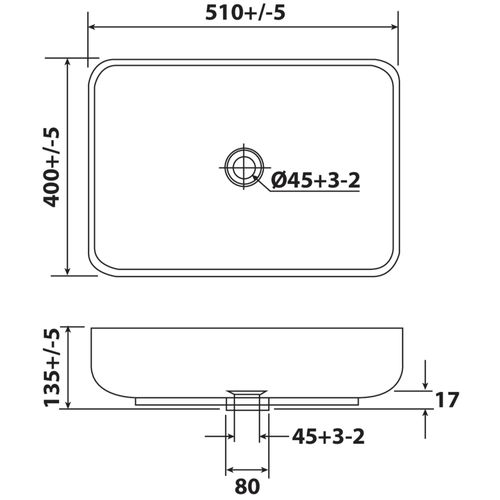 Vasque Rectangulaire à Poser Ida Blanc - 50x38,5 cm - Céramique