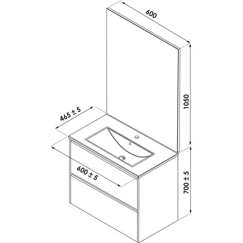 Meuble De Salle De Bain Belis - à Suspendre - Miroir Affleurant - 60cm - Blanc